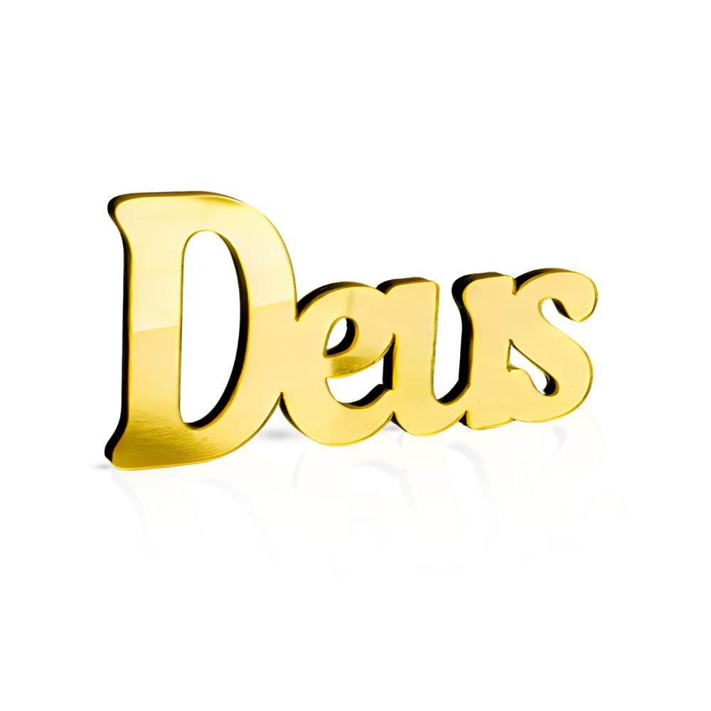 Palavra Decorativa em Acrílico Espelhado Deus