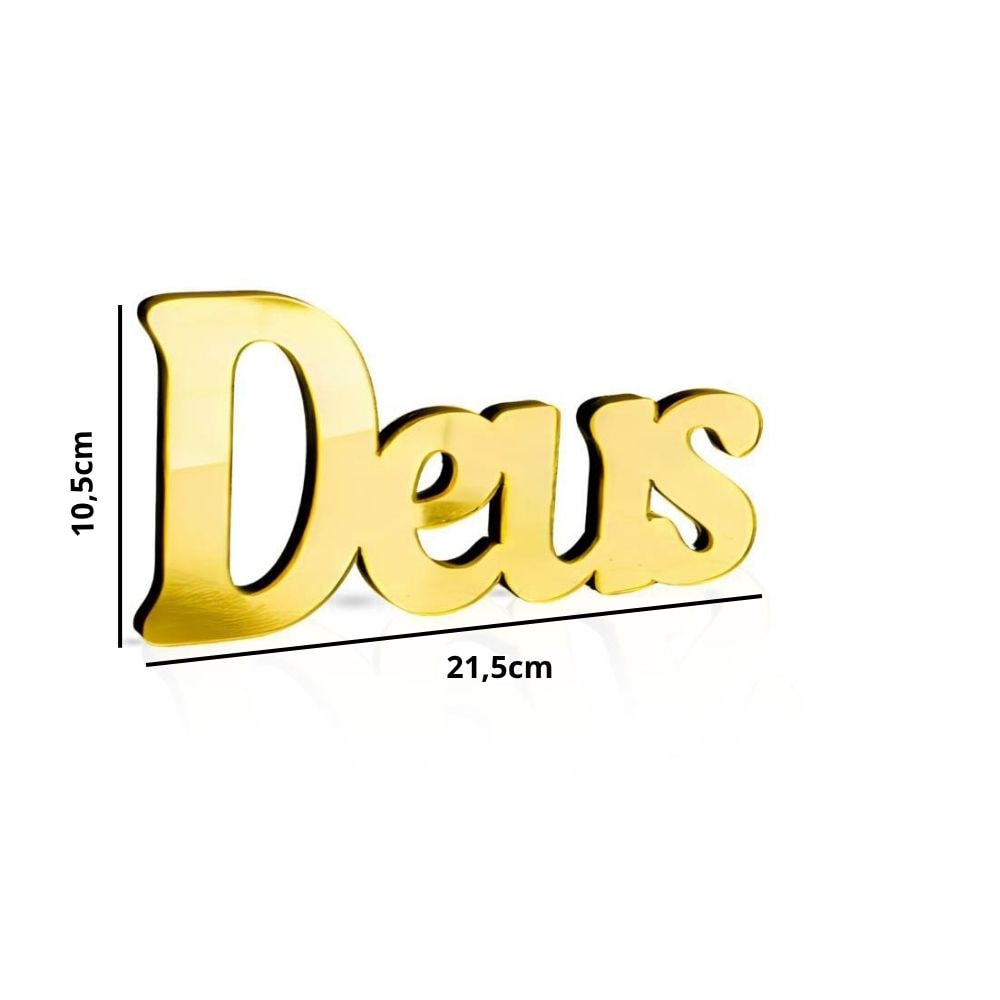 Palavra Decorativa em Acrílico Espelhado Deus