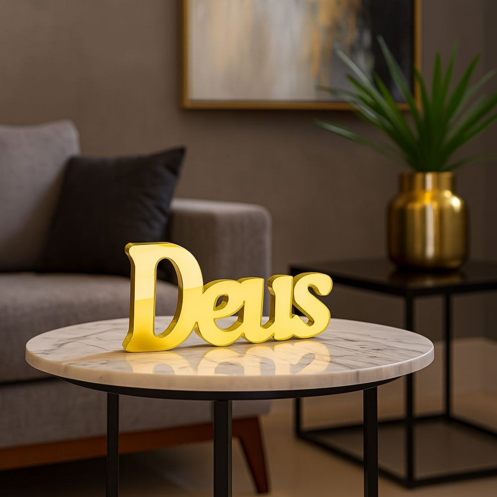 Palavra Decorativa em Acrílico Espelhado Deus