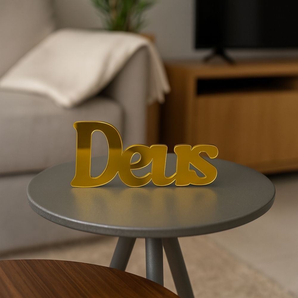 Palavra Decorativa em Acrílico Espelhado Deus