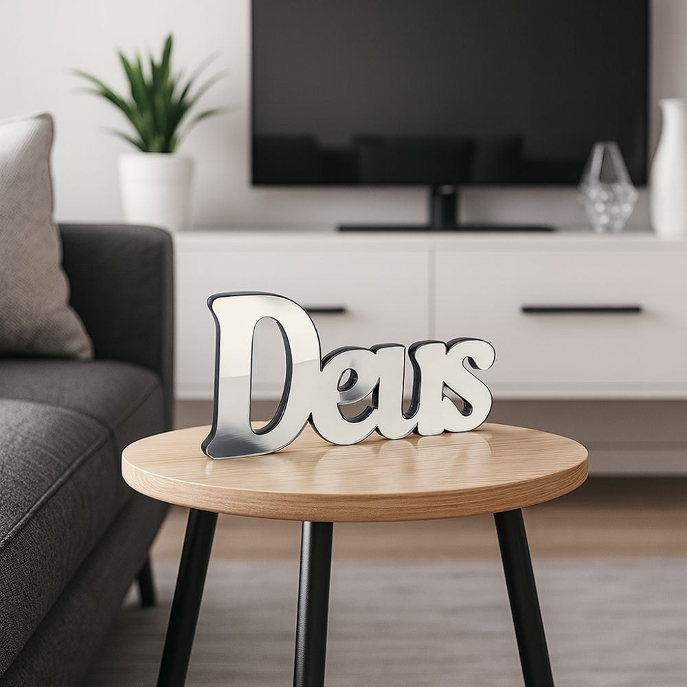 Palavra Decorativa em Acrílico Espelhado Deus