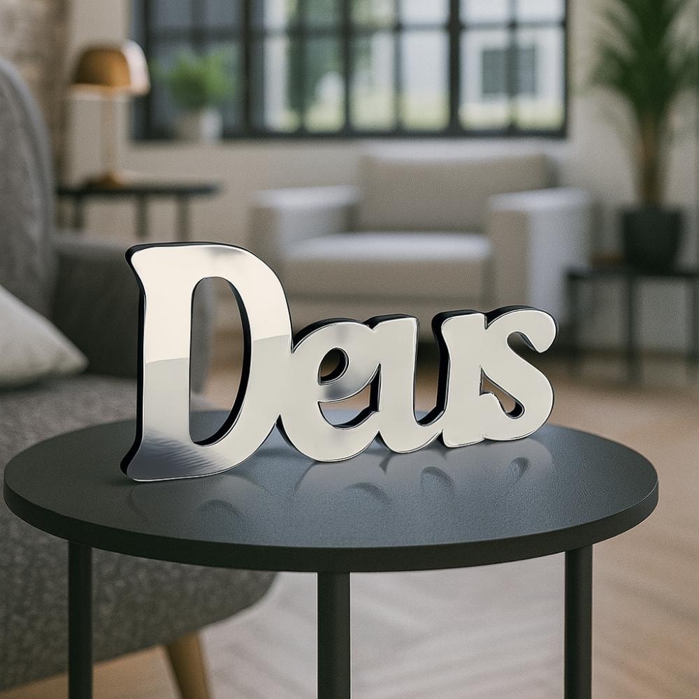 Palavra Decorativa em Acrílico Espelhado Deus