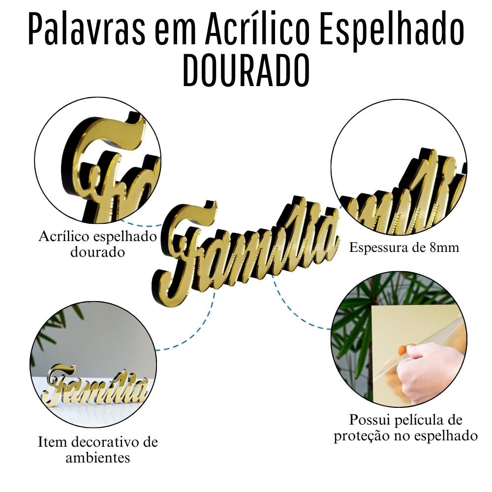 Palavra Decorativa em Acrílico Espelhado Família Palavra Decorativa em Acrílico Espelhado Família