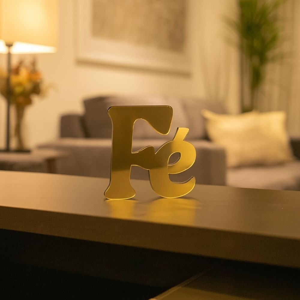 Palavra Decorativa em Acrílico Espelhado Fé