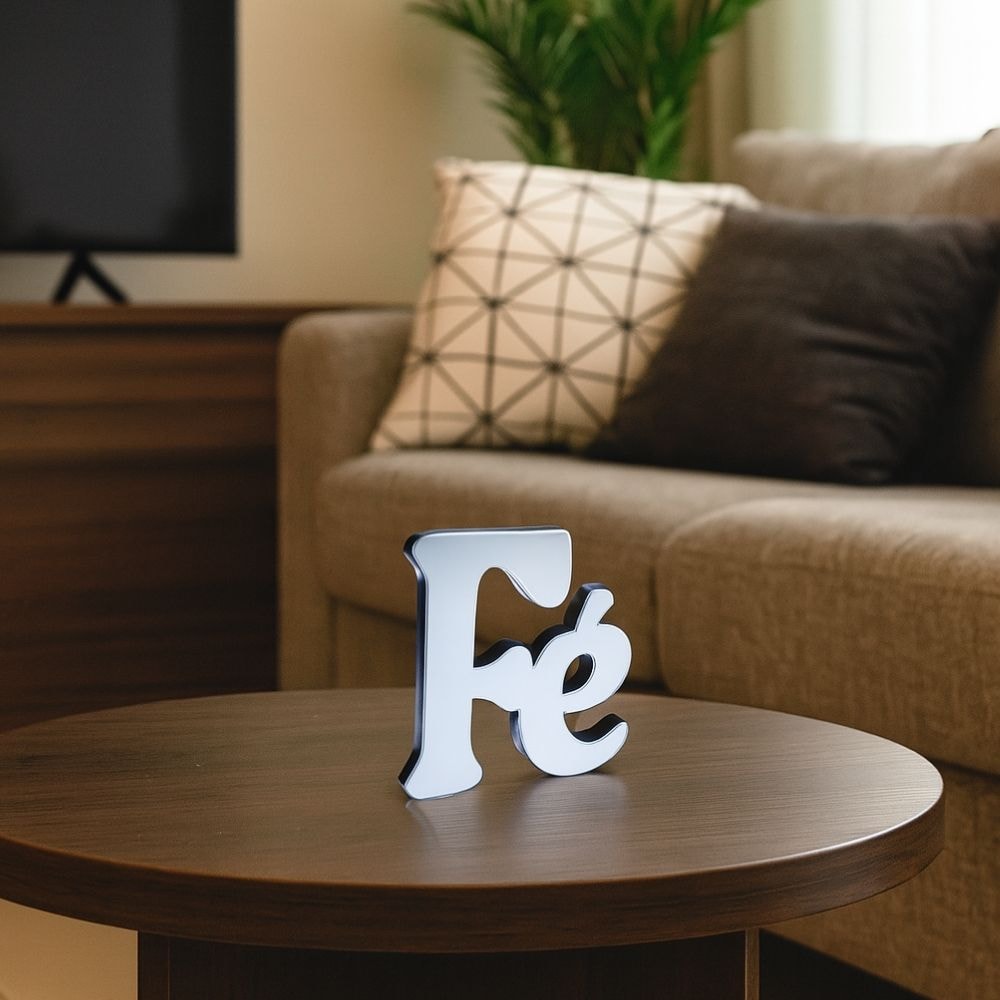 Palavra Decorativa em Acrílico Espelhado Fé