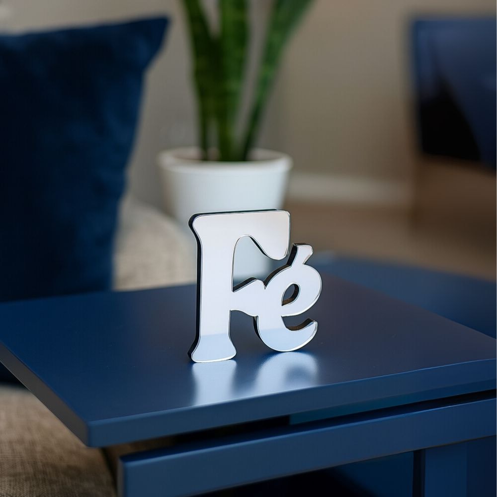 Palavra Decorativa em Acrílico Espelhado Fé