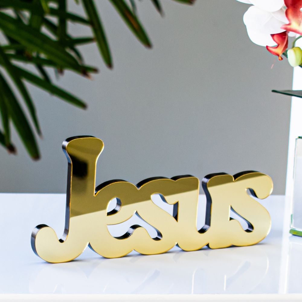 Palavra Decorativa em Acrílico Espelhado Jesus Palavra Decorativa em Acrílico Espelhado Jesus