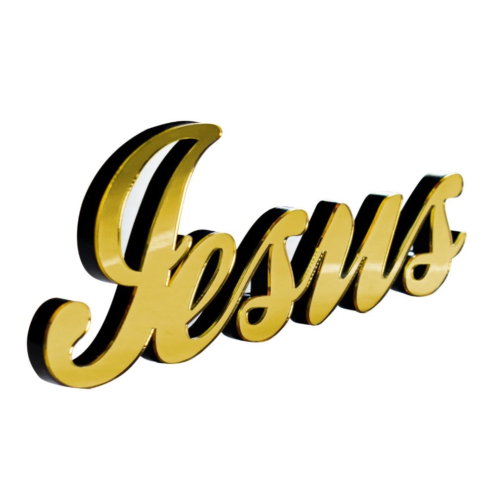 Palavra Decorativa em Acrílico Espelhado Jesus em Letra Cursiva Palavra Decorativa em Acrílico Espelhado Jesus em Letra Cursiva
