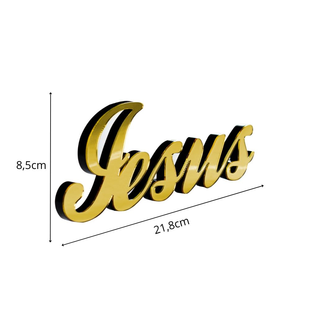 Palavra Decorativa em Acrílico Espelhado Jesus em Letra Cursiva Palavra Decorativa em Acrílico Espelhado Jesus em Letra Cursiva