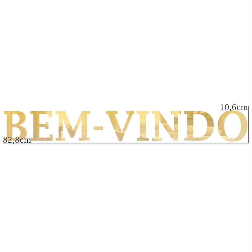 Palavra em Acrílico Espelhado - Bem-Vindo