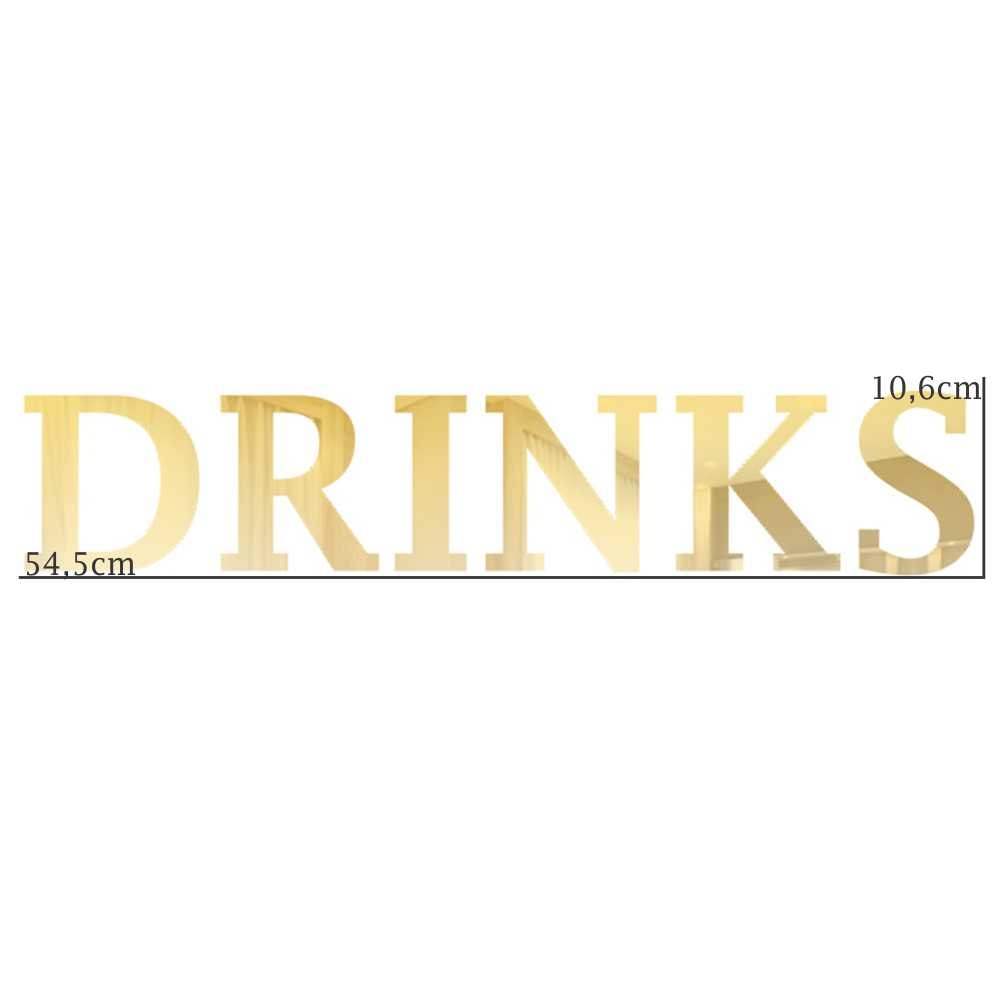 Palavra em Acrílico Espelhado - Drinks Palavra em Acrílico Espelhado - Drinks