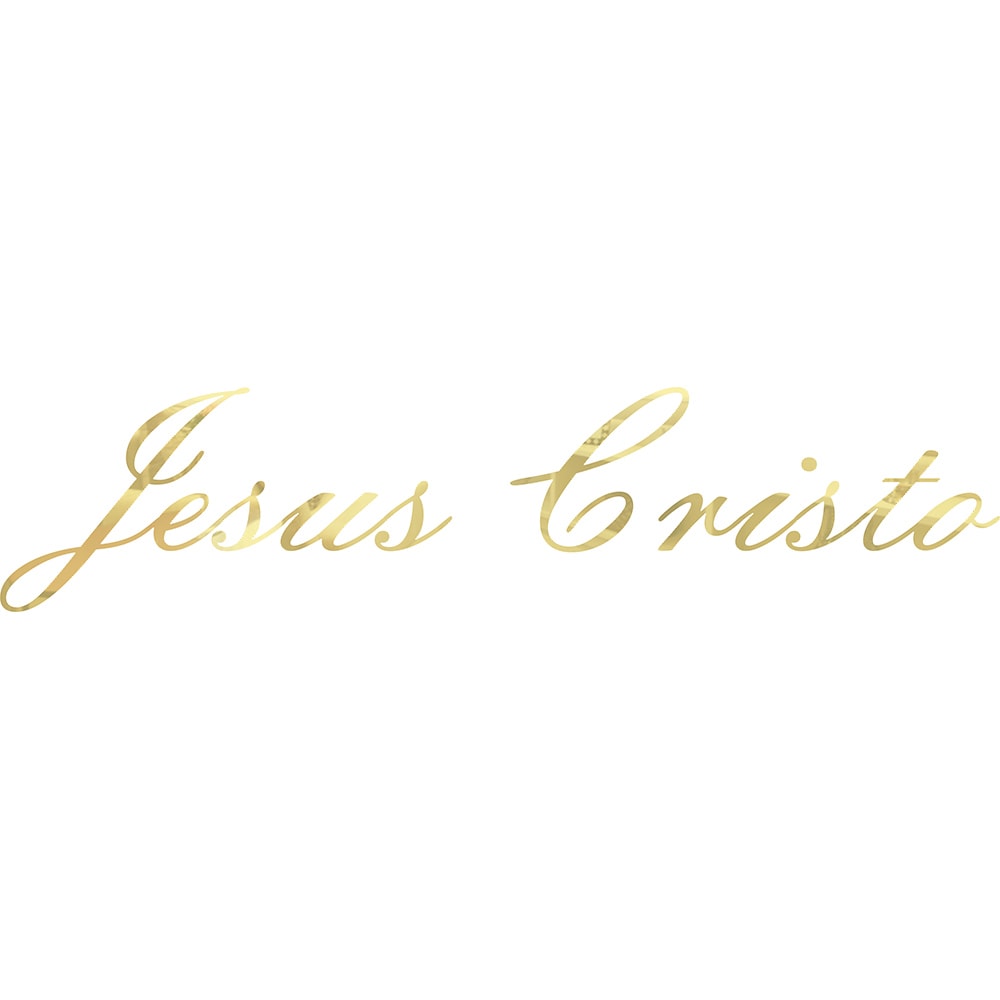 Palavra em Acrílico Espelhado - Jesus Cristo em letra Cursiva Palavra em Acrílico Espelhado - Jesus Cristo em letra Cursiva