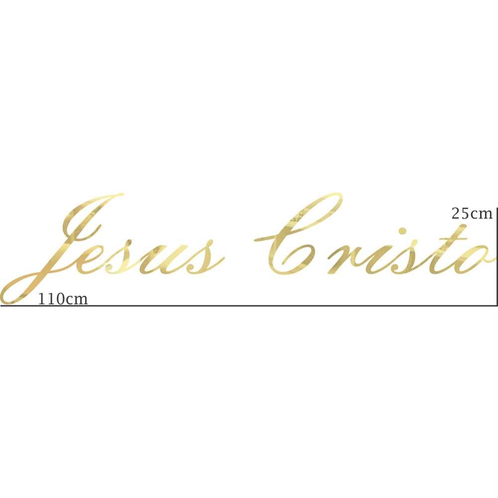 Palavra em Acrílico Espelhado - Jesus Cristo em letra Cursiva Palavra em Acrílico Espelhado - Jesus Cristo em letra Cursiva