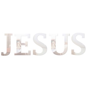 Palavra em Acrílico Espelhado Jesus - Modelo 1 com 40cm altura