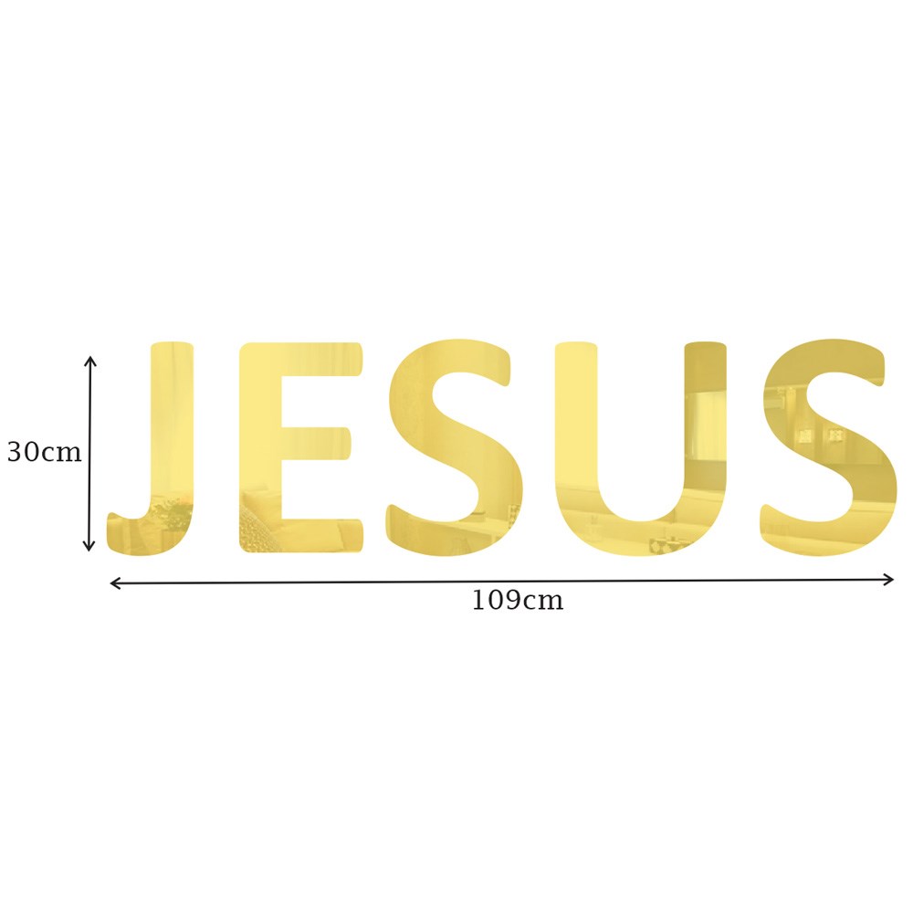 Palavra em Acrílico Espelhado Jesus - Modelo 2 com 30cm altura