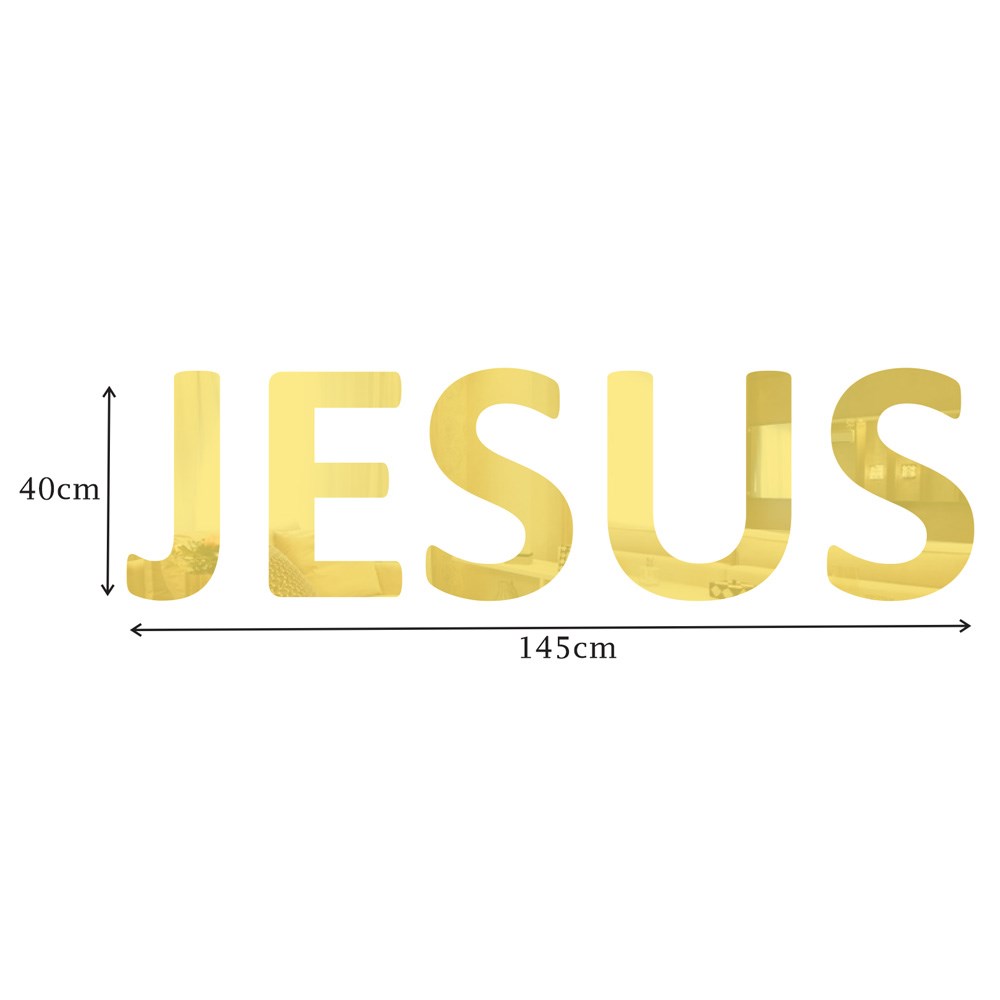 Palavra em Acrílico Espelhado Jesus - Modelo 2 com 40cm altura