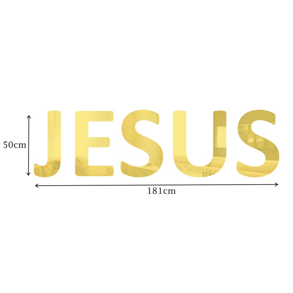 Palavra em Acrílico Espelhado Jesus - Modelo 2 com 50cm altura