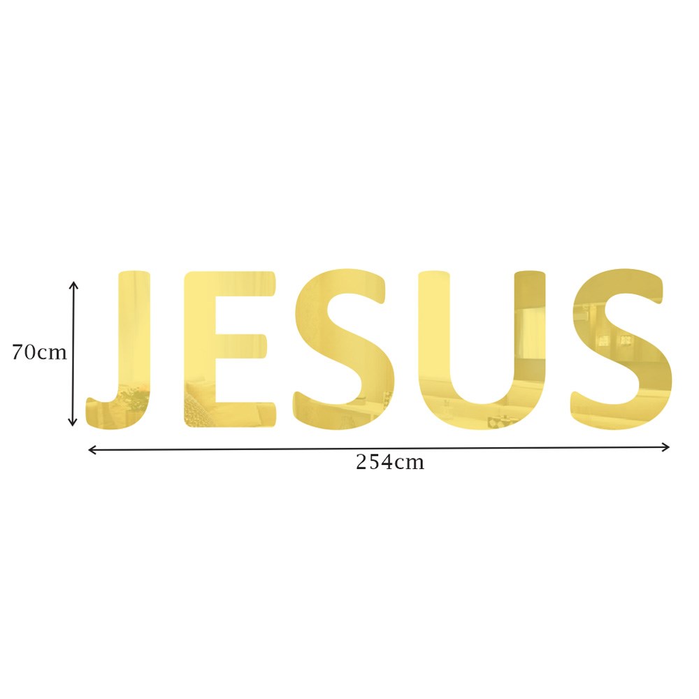 Palavra em Acrílico Espelhado Jesus - Modelo 2 com 70cm altura