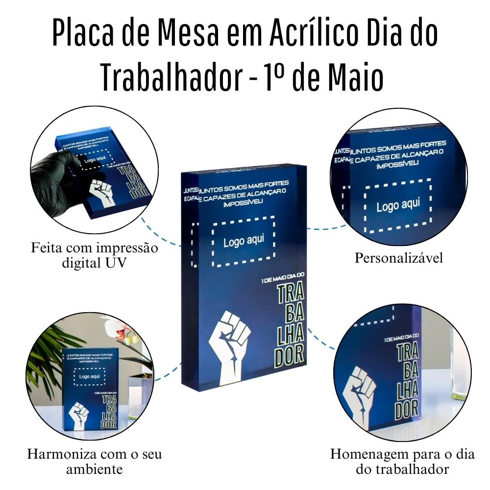 Placa de Homenagem em Acrílico Dia do Trabalhador Placa de Homenagem em Acrílico Dia do Trabalhador