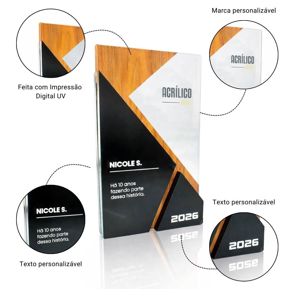 Placa de Homenagem em Acrílico Premium Personalizado
