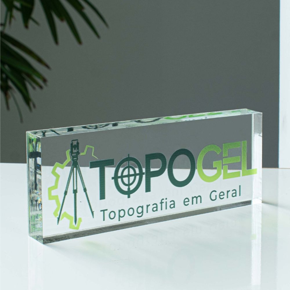 Placa de Mesa com Logomarca 19x7cm -  Impressão Digital Placa de Mesa com Logomarca 19x7cm -  Impressão Digital