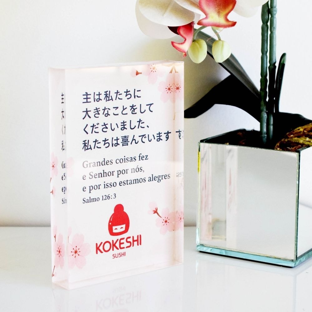 Placa de Mesa em Acrílico Cristal Personalizada (15x10cm)