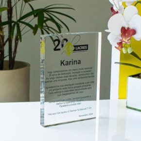 Placa de Mesa em Acrílico Cristal Personalizada (20x15cm)