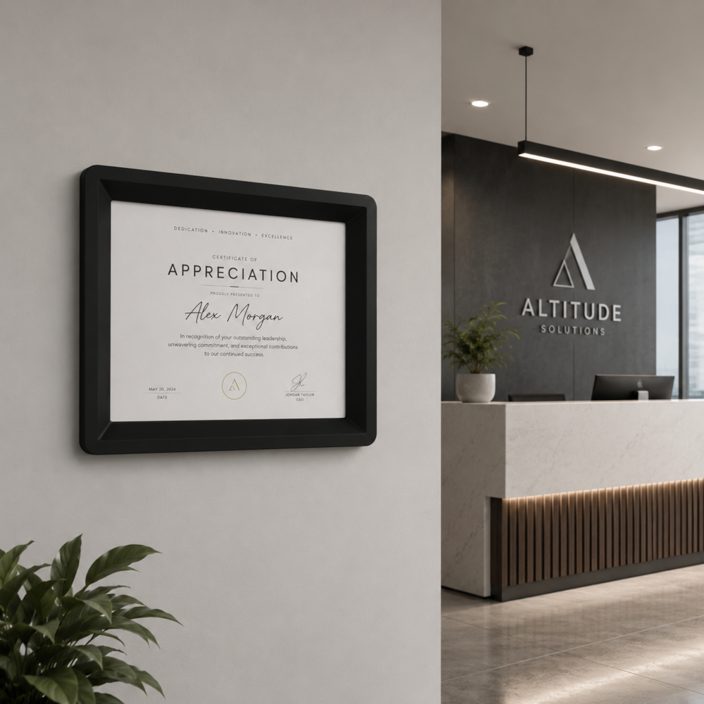 Placa de Premiação com Moldura Decorativa A5