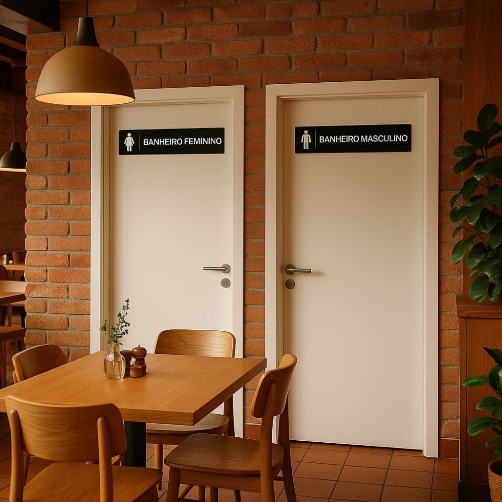 Placa de Sinalização para Banheiro Feminino e Masculino Placa de Sinalização para Banheiro Feminino e Masculino