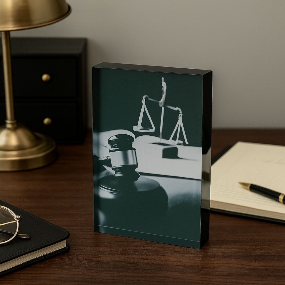Placa Decorativa Escritório Martelo da Justiça Advocacia & Direito