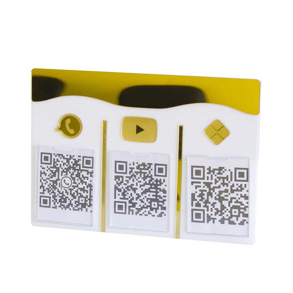 Placa e Display Pix Dourado com 3 Bolsas Placa e Display Pix Dourado com 3 Bolsas