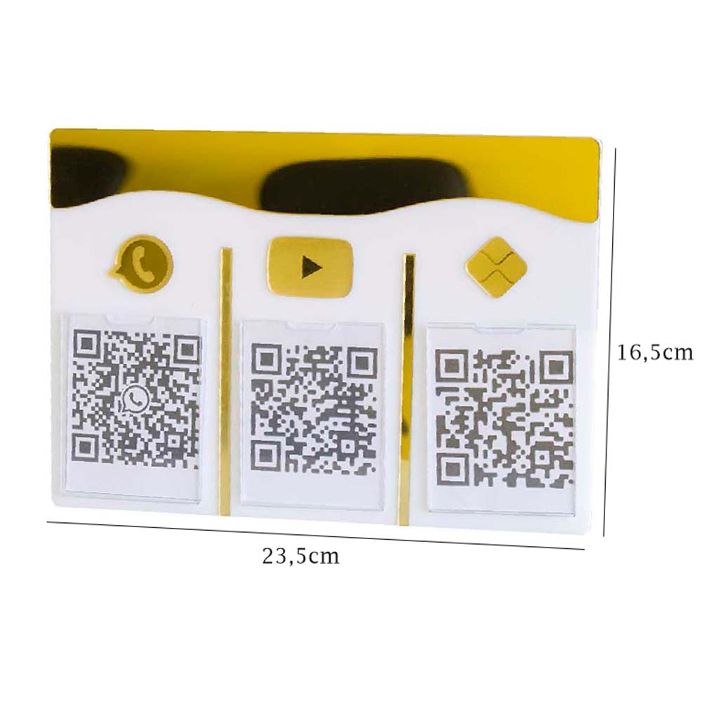 Placa e Display Pix Dourado com 3 Bolsas Placa e Display Pix Dourado com 3 Bolsas