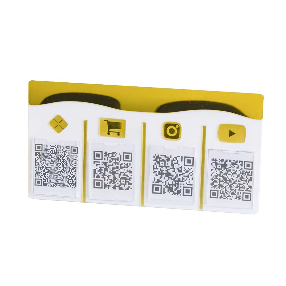 Placa e Display Pix Dourado com 4 Bolsas Placa e Display Pix Dourado com 4 Bolsas