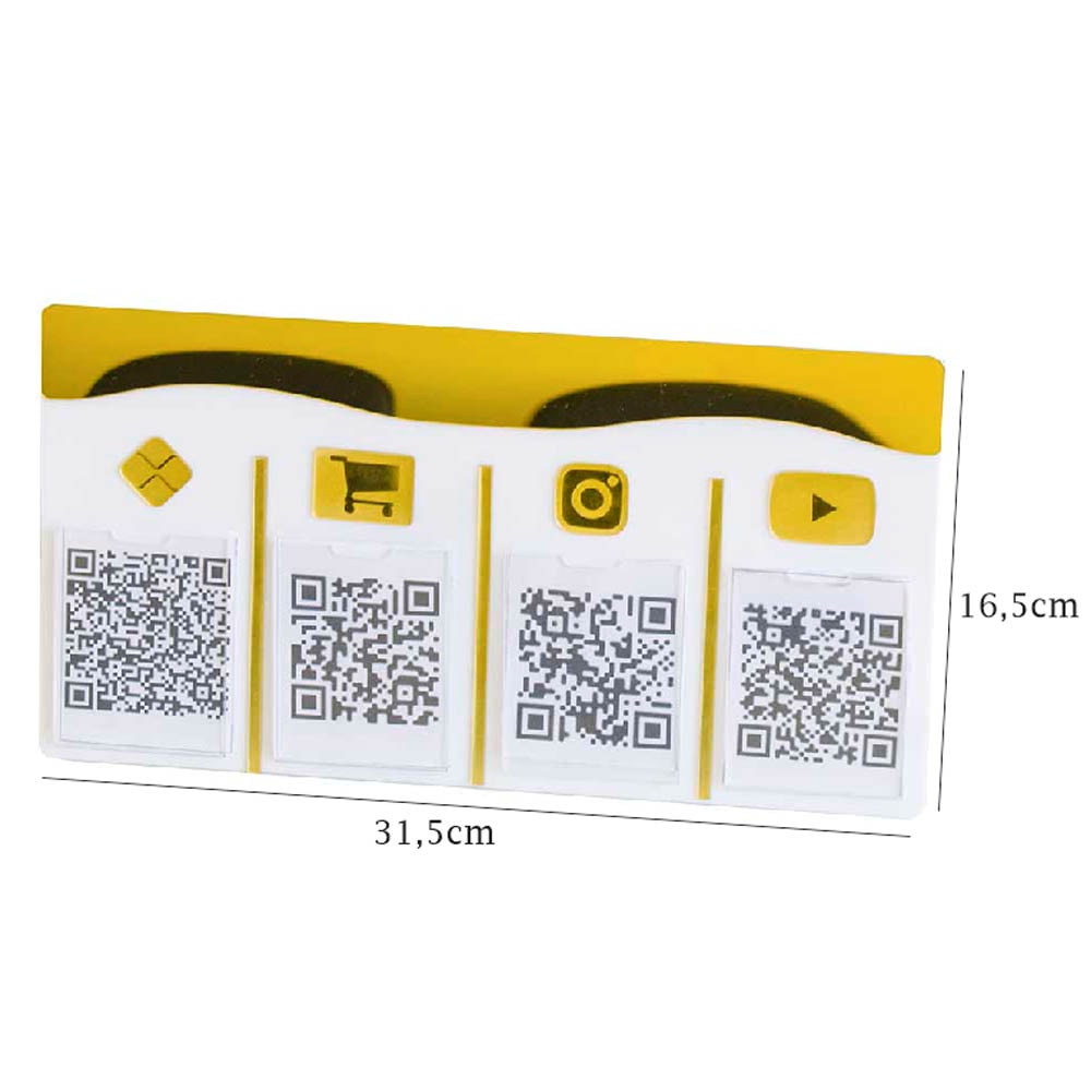 Placa e Display Pix Dourado com 4 Bolsas Placa e Display Pix Dourado com 4 Bolsas