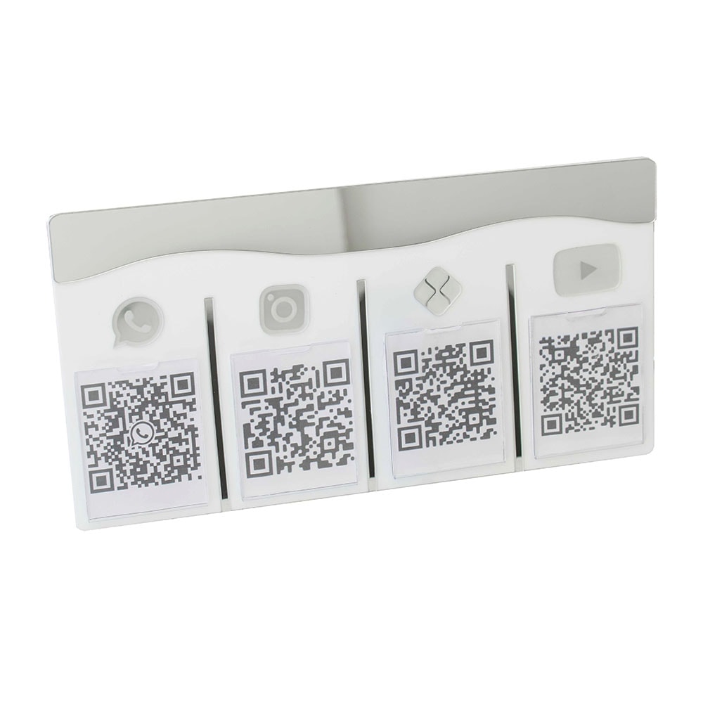 Placa e Display Pix Prata com 4 Bolsas Placa e Display Pix Prata com 4 Bolsas