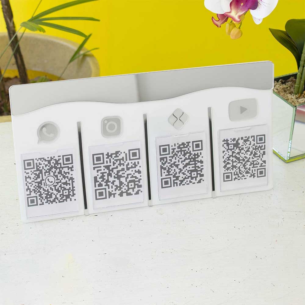 Placa e Display Pix Prata com 4 Bolsas Placa e Display Pix Prata com 4 Bolsas