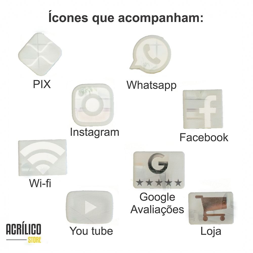 Placa e Display Pix Prata com 4 Bolsas Placa e Display Pix Prata com 4 Bolsas