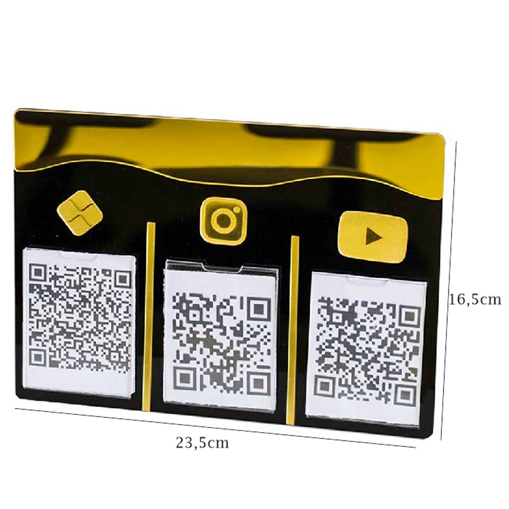 Placa e Display Pix Preto/Dourado com 3 Bolsas Placa e Display Pix Preto/Dourado com 3 Bolsas