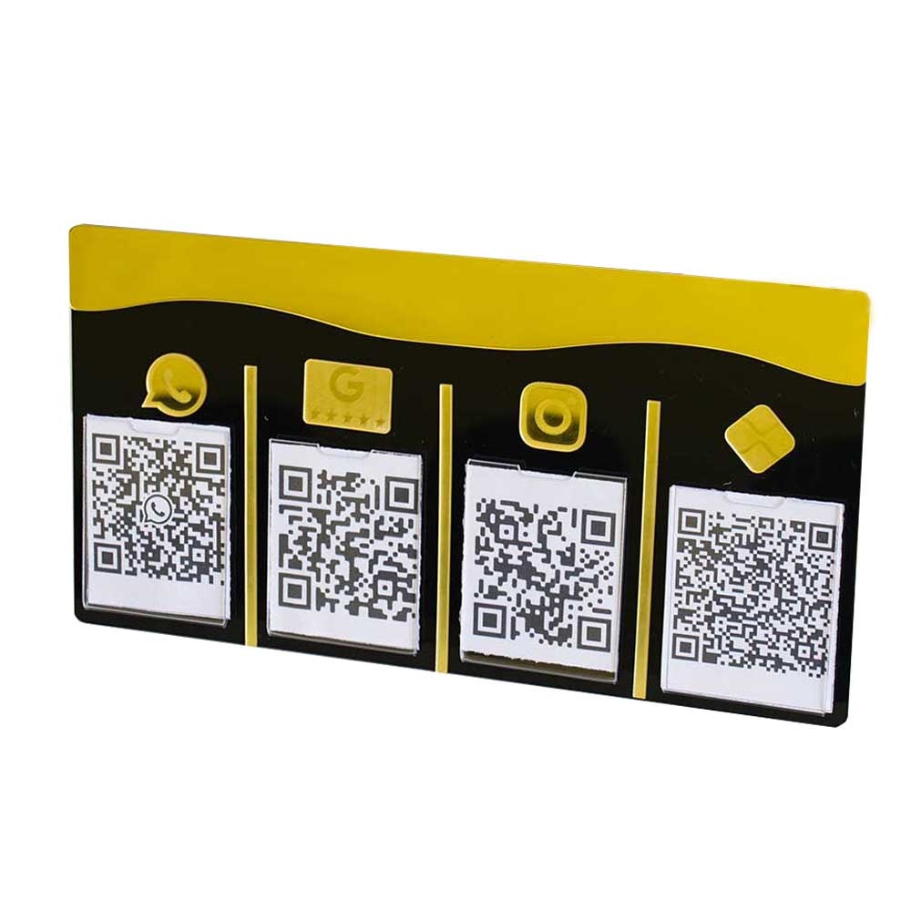 Placa e Display Pix Preto/Dourado com 4 Bolsas Placa e Display Pix Preto/Dourado com 4 Bolsas