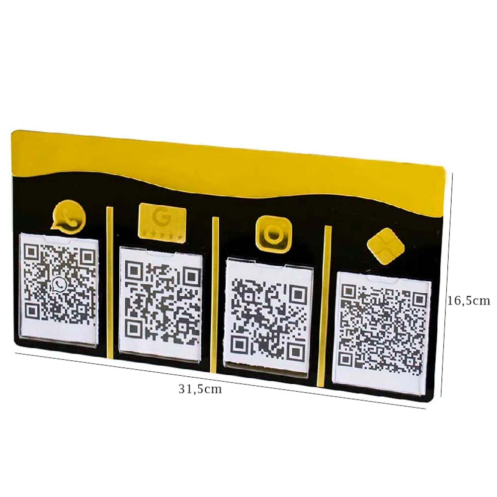 Placa e Display Pix Preto/Dourado com 4 Bolsas Placa e Display Pix Preto/Dourado com 4 Bolsas