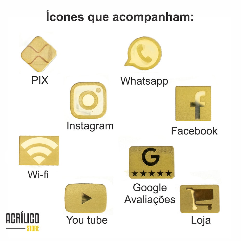 Placa e Display Pix Preto/Dourado com 4 Bolsas Placa e Display Pix Preto/Dourado com 4 Bolsas