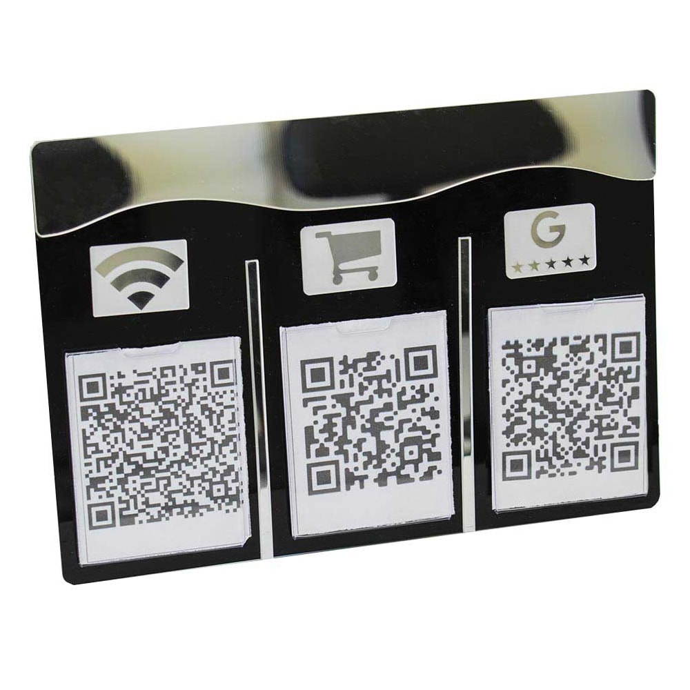Placa e Display Pix Preto/Prata com 3 Bolsas Placa e Display Pix Preto/Prata com 3 Bolsas