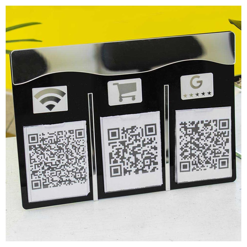 Placa e Display Pix Preto/Prata com 3 Bolsas Placa e Display Pix Preto/Prata com 3 Bolsas