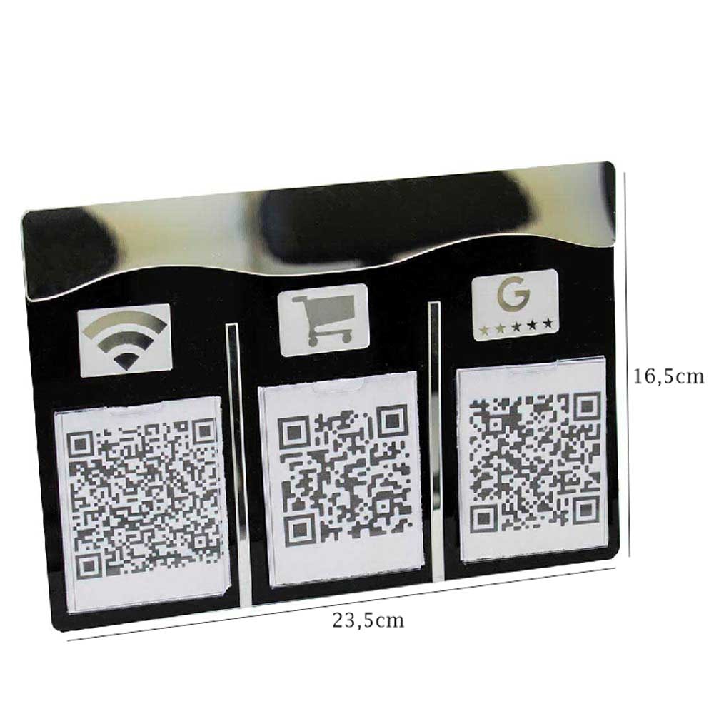 Placa e Display Pix Preto/Prata com 3 Bolsas Placa e Display Pix Preto/Prata com 3 Bolsas