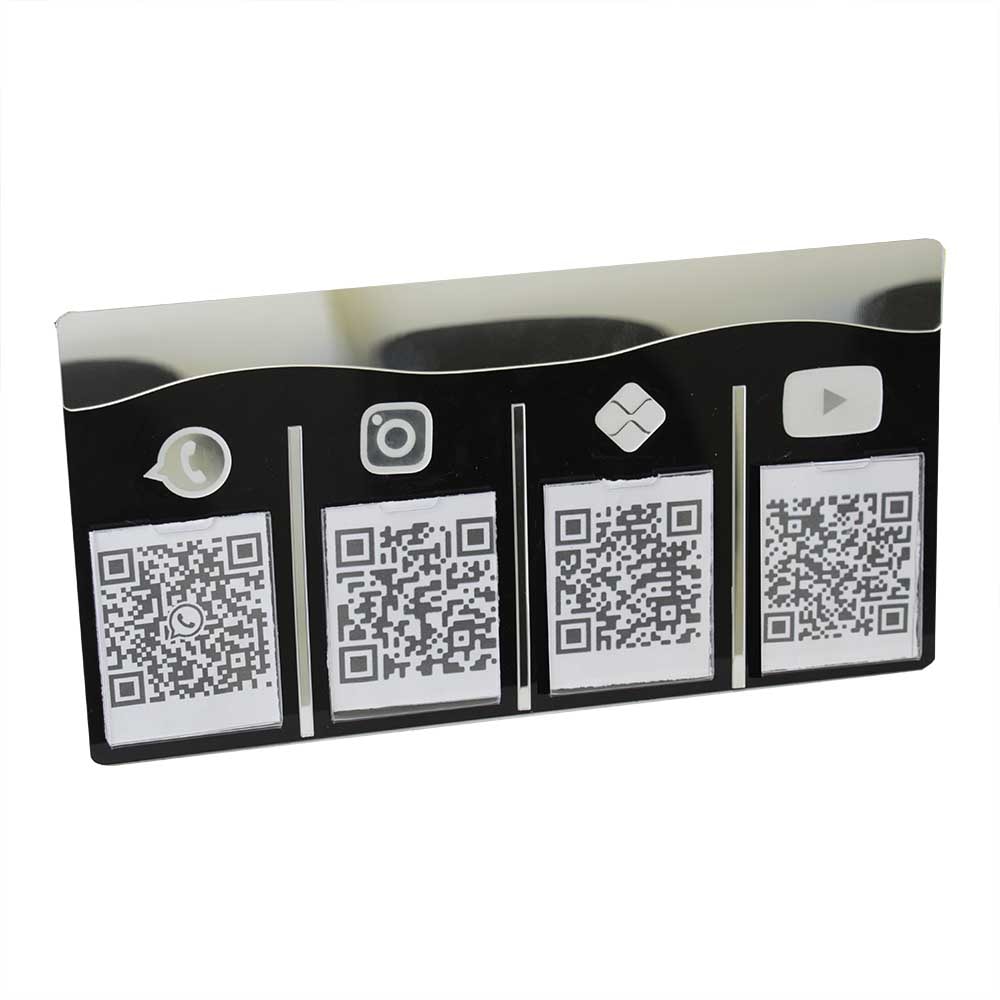 Placa e Display Pix Preto/Prata com 4 Bolsas Placa e Display Pix Preto/Prata com 4 Bolsas