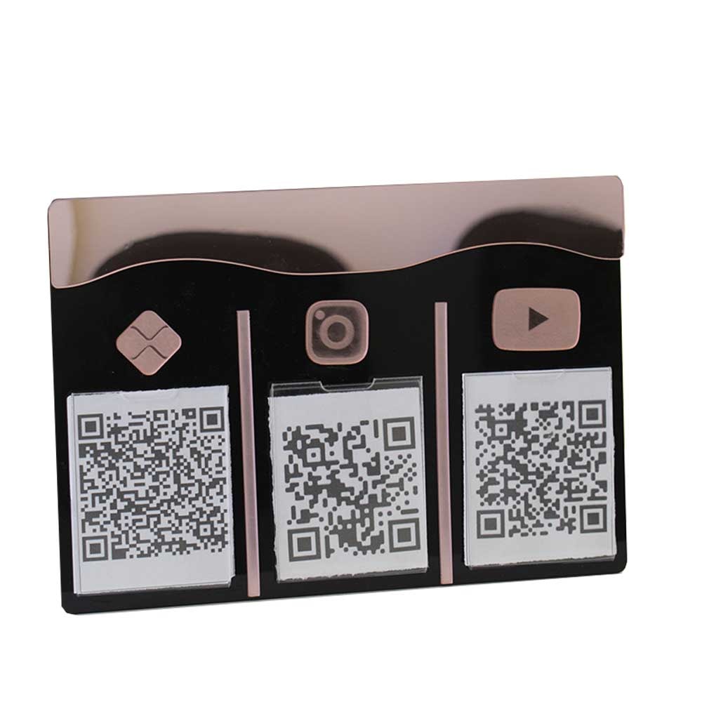 Placa e Display Pix Preto/Rosé com 3 Bolsas Placa e Display Pix Preto/Rosé com 3 Bolsas