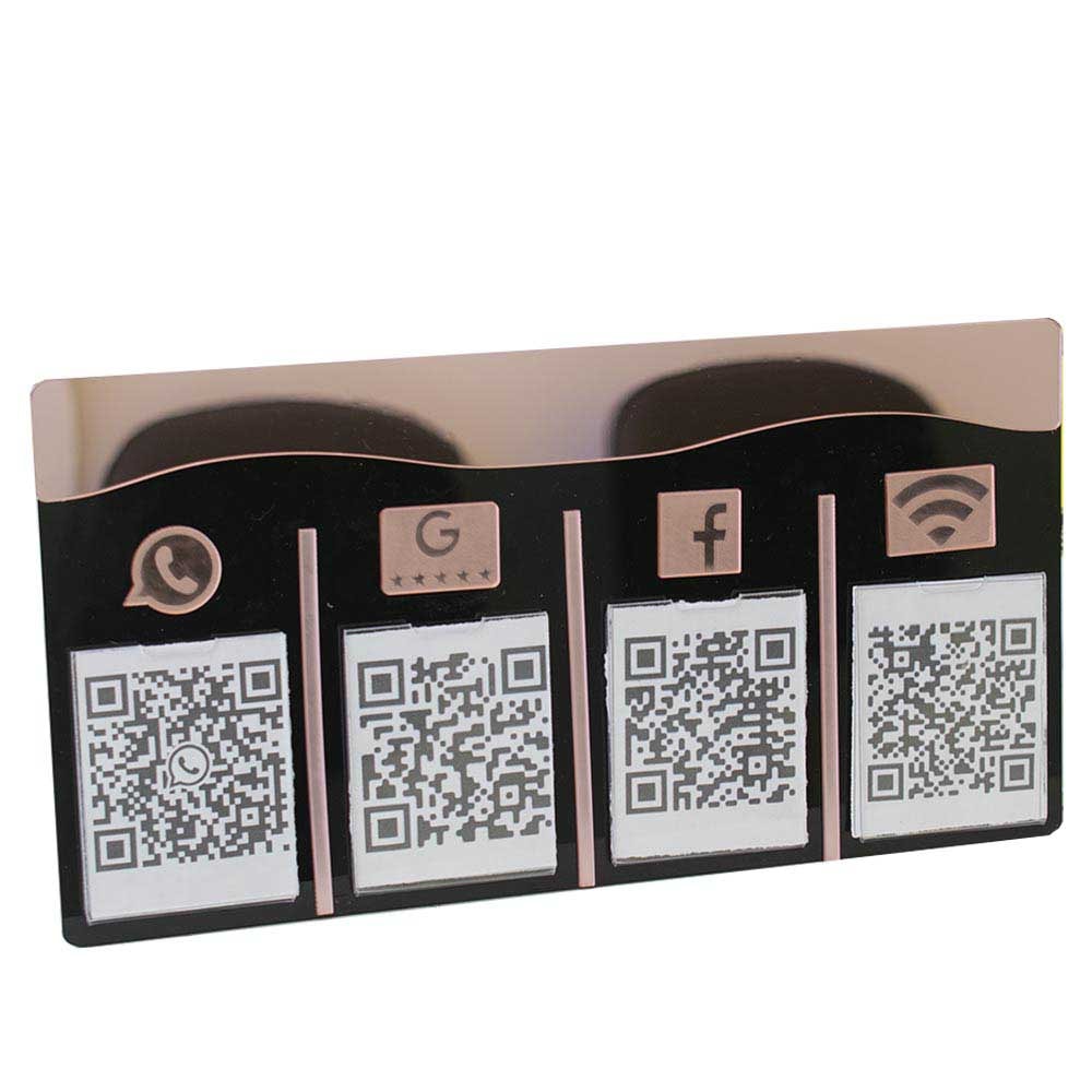 Placa e Display Pix Preto/Rosé com 4 Bolsas Placa e Display Pix Preto/Rosé com 4 Bolsas