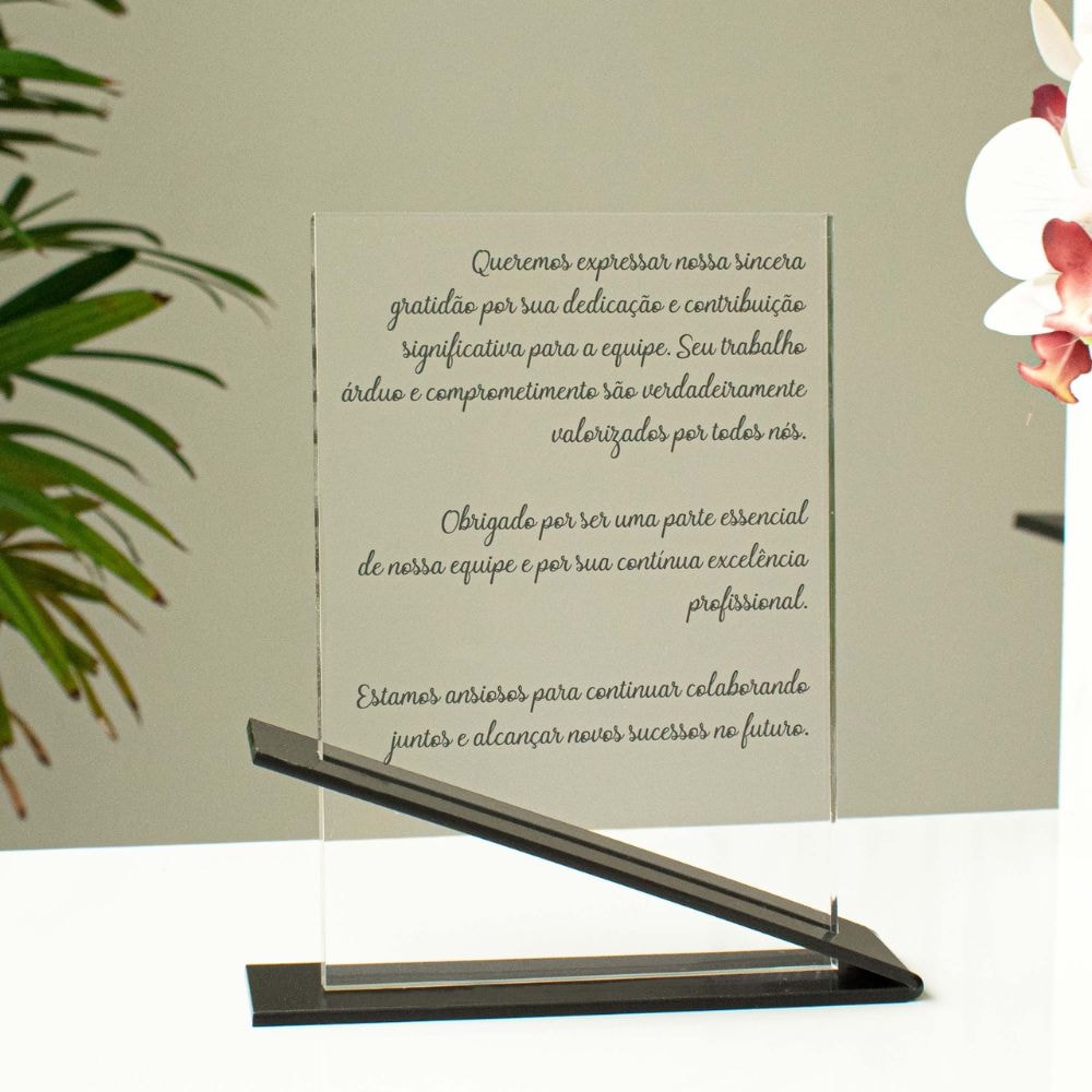 Placa Homenagem Comemorativa em Acrílico Placa Homenagem Comemorativa em Acrílico