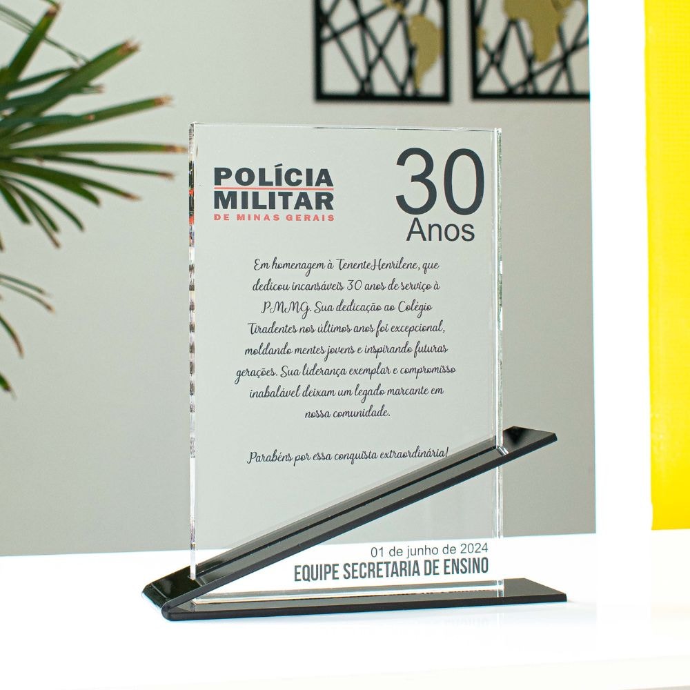 Placa Homenagem Comemorativa em Acrílico Personalizada Placa Homenagem Comemorativa em Acrílico Personalizada