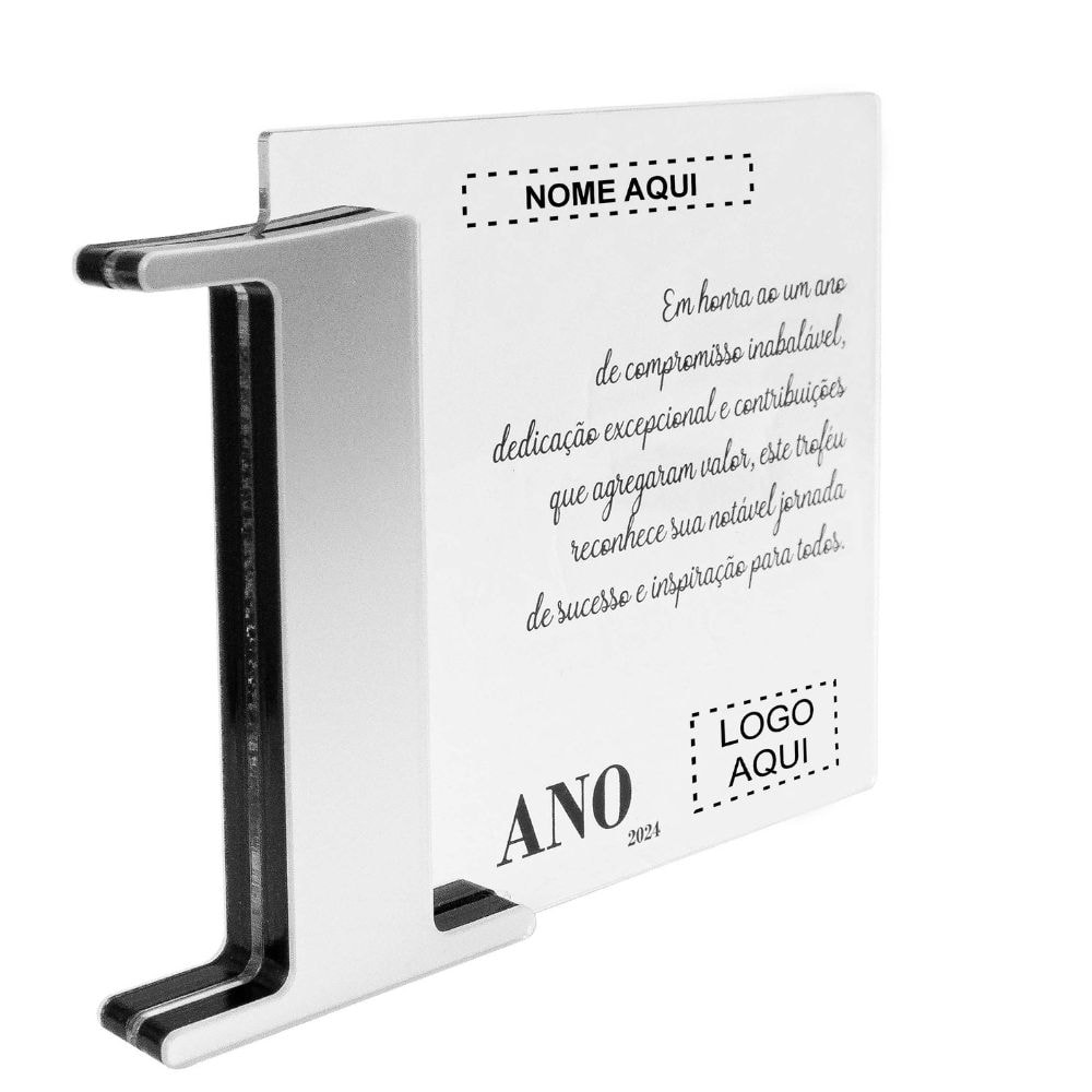 Placa Homenagem em Acrílico Personalizada 1 Ano Placa Homenagem em Acrílico Personalizada 1 Ano